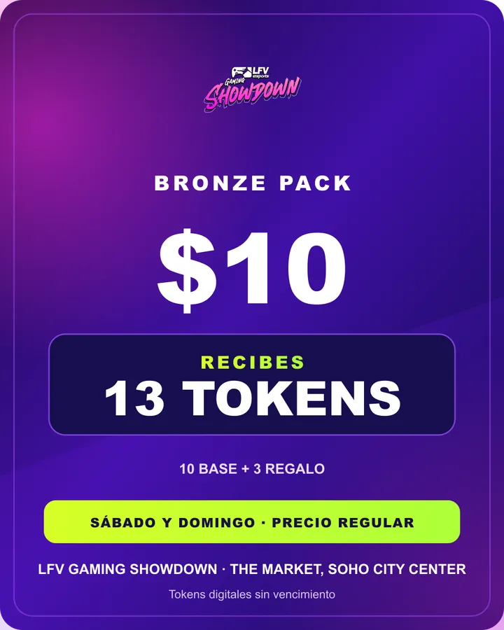 Bronze Pack: $10, 13 tokens a precio regular de fin de semana