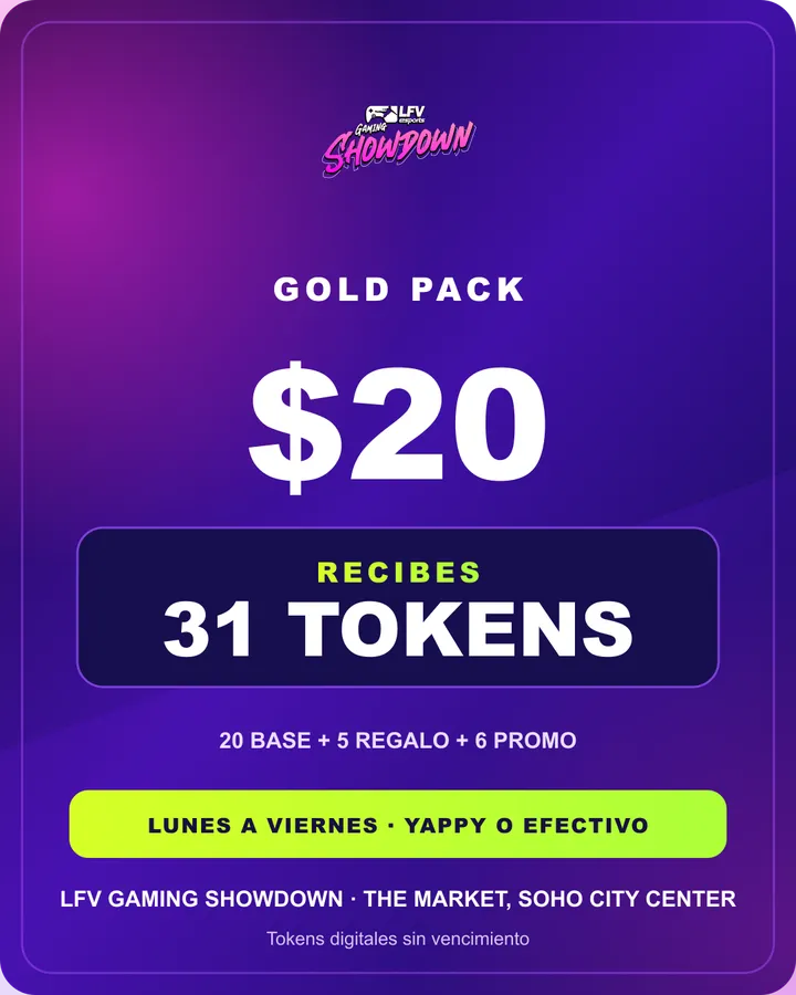 Gold Pack: $20, 31 tokens con promoción de lunes a viernes