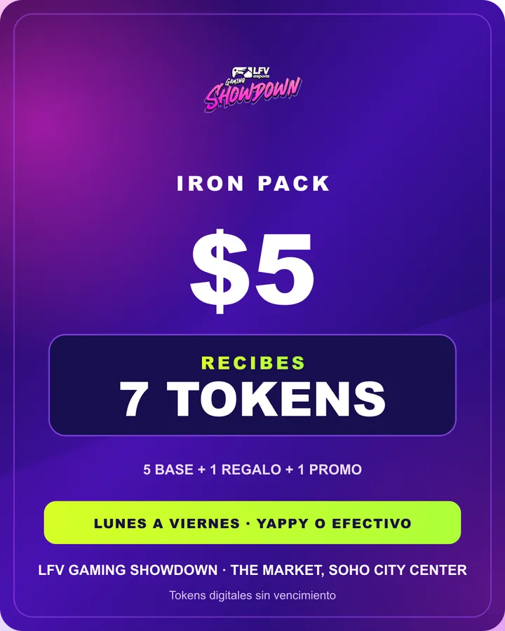 Iron Pack: $5, 7 tokens con promoción de lunes a viernes