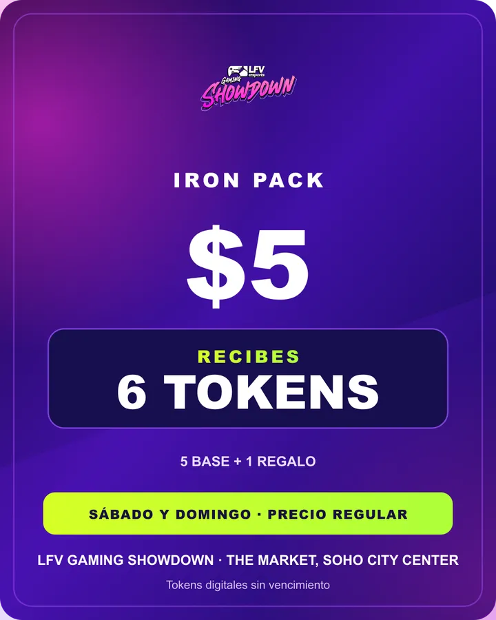 Iron Pack: $5, 6 tokens a precio regular de fin de semana