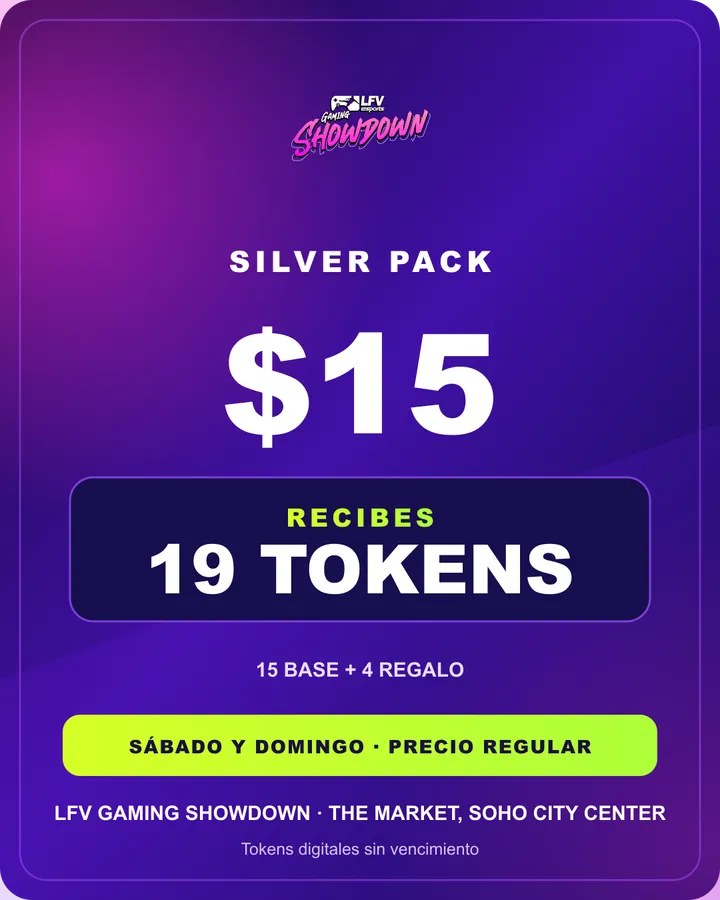 Silver Pack: $15, 19 tokens a precio regular de fin de semana
